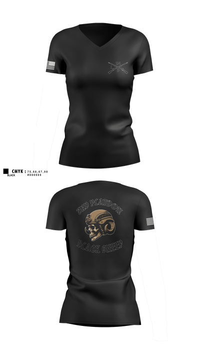 3rd PLT black sheep 13771381 Women's Short Sleeve V-neck Shirt - 1