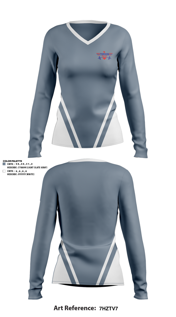 Womens Long Sleeve Vneck Shirt, Top Gun, Spirit Store, Teamtime, Team time, sublimation, custom sports apparel, team uniforms, spirit wear, spiritwear, sports uniforms, custom shirts, team store, custom team store, fundraiser sports, apparel fundraiser