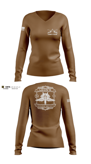 Womens Long Sleeve Vneck Shirt 1, Q TROOP 2/278 ACR, National Guard, Teamtime, Team time, sublimation, custom sports apparel, team uniforms, spirit wear, spiritwear, sports uniforms, custom shirts, team store, custom team store, fundraiser sports, apparel fundraiser