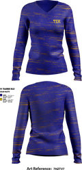 Tek 15820645 Women's Long Sleeve V-neck Shirt -1 1