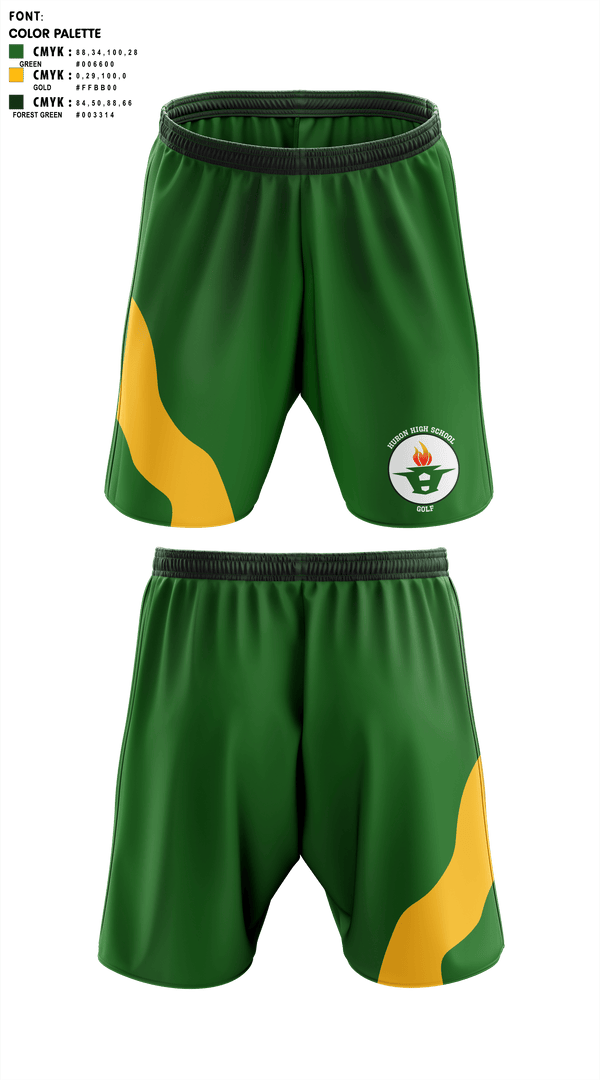Athletic Shorts With Pockets, Huron High School Golf, Golf, Teamtime, Team time, sublimation, custom sports apparel, team uniforms, spirit wear, spiritwear, sports uniforms, custom shirts, team store, custom team store, fundraiser sports, apparel fundraiser