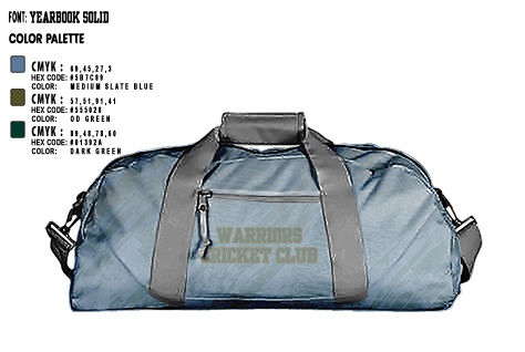 Duffle Bag, Warriors Cricket club, Cross Country, Teamtime, Team time, sublimation, custom sports apparel, team uniforms, spirit wear, spiritwear, sports uniforms, custom shirts, team store, custom team store, fundraiser sports, apparel fundraiser