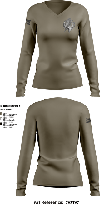 Women's Long Sleeve Vneck Shirt, CREW 3 BUSTED BUZZARDS, Army, Teamtime, Team time, sublimation, custom sports apparel, team uniforms, spirit wear, spiritwear, sports uniforms, custom shirts, team store, custom team store, fundraiser sports, apparel fundraiser