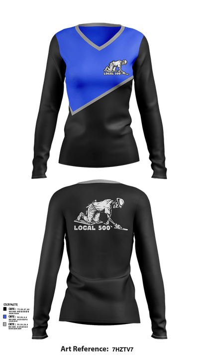 Cement Masons 88930733 Women's Long Sleeve V-neck Shirt -1 117
