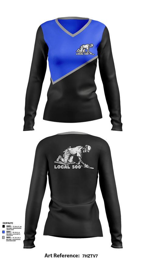 Womens Long Sleeve Vneck Shirt 1, Cement Masons, , Teamtime, Team time, sublimation, custom sports apparel, team uniforms, spirit wear, spiritwear, sports uniforms, custom shirts, team store, custom team store, fundraiser sports, apparel fundraiser
