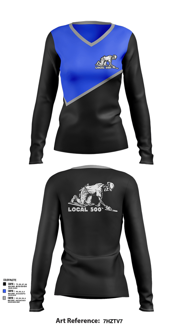 Womens Long Sleeve Vneck Shirt 1, Cement Masons, , Teamtime, Team time, sublimation, custom sports apparel, team uniforms, spirit wear, spiritwear, sports uniforms, custom shirts, team store, custom team store, fundraiser sports, apparel fundraiser