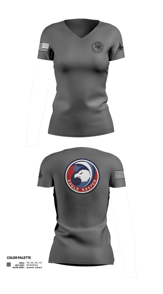 Womens Short Sleeve Vneck Shirt, Strike Eagle Keeper, Air Force, Teamtime, Team time, sublimation, custom sports apparel, team uniforms, spirit wear, spiritwear, sports uniforms, custom shirts, team store, custom team store, fundraiser sports, apparel fundraiser