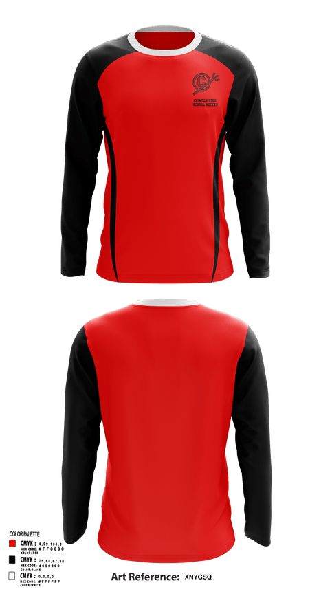 Long Sleeve Performance Shirt, Clinton High School Soccer, Men's Soccer, Teamtime, Team time, sublimation, custom sports apparel, team uniforms, spirit wear, spiritwear, sports uniforms, custom shirts, team store, custom team store, fundraiser sports, apparel fundraiser