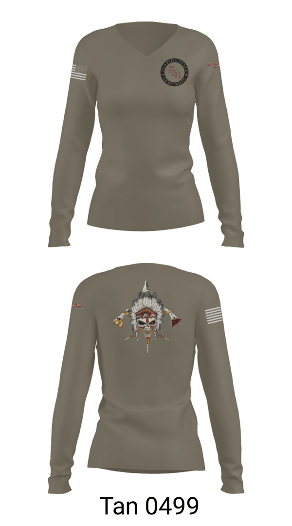 Women's Long Sleeve Vneck Shirt, Seminole Battalion, Army, Teamtime, Team time, sublimation, custom sports apparel, team uniforms, spirit wear, spiritwear, sports uniforms, custom shirts, team store, custom team store, fundraiser sports, apparel fundraiser