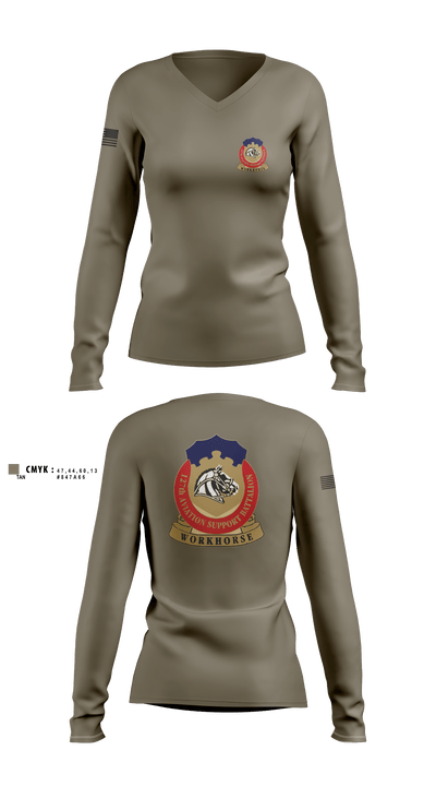 127th ASB WORKHORSE 79378829 Women's Long Sleeve V-neck Shirt - 2