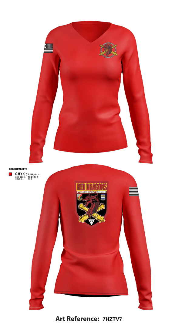 Womens Long Sleeve Vneck Shirt, 2-306th FAR, Army, Teamtime, Team time, sublimation, custom sports apparel, team uniforms, spirit wear, spiritwear, sports uniforms, custom shirts, team store, custom team store, fundraiser sports, apparel fundraiser