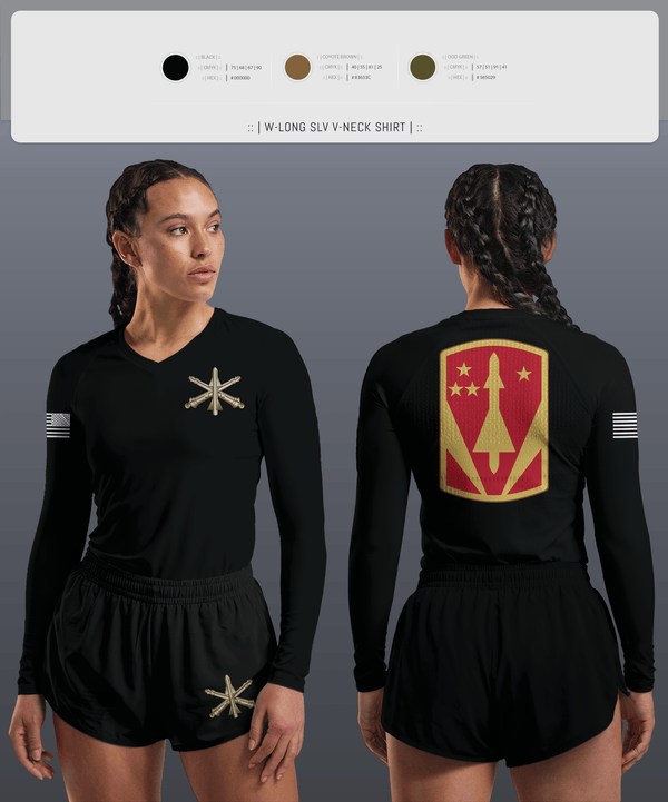 Womens Long Sleeve Vneck Shirt 1, 4-3 ADA, Army, Teamtime, Team time, sublimation, custom sports apparel, team uniforms, spirit wear, spiritwear, sports uniforms, custom shirts, team store, custom team store, fundraiser sports, apparel fundraiser