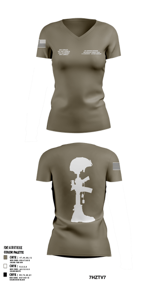 Womens Short Sleeve Vneck Shirt, 1st Armored Division - 3rd Brigade Combat Team - 2-5 Infantry Action Company, Army, Teamtime, Team time, sublimation, custom sports apparel, team uniforms, spirit wear, spiritwear, sports uniforms, custom shirts, team store, custom team store, fundraiser sports, apparel fundraiser
