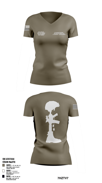 1st Armored Division - 3rd Brigade Combat Team - 2-5 Infantry Action Company 97759468 Women's Short Sleeve V-neck Shirt - 2