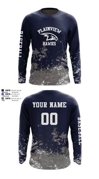 Long Sleeve Performance Shirt, Plainview Hawks 8354559, Baseball, Teamtime, Team time, sublimation, custom sports apparel, team uniforms, spirit wear, spiritwear, sports uniforms, custom shirts, team store, custom team store, fundraiser sports, apparel fundraiser