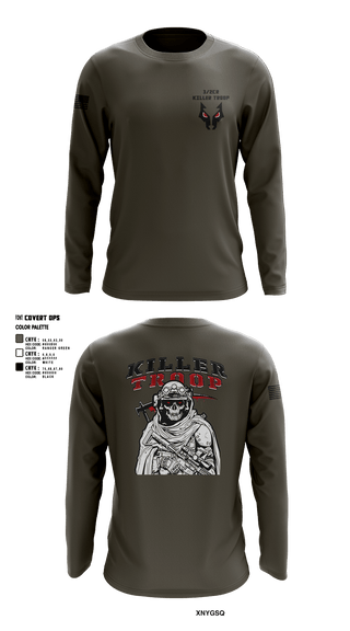 Long Sleeve Performance Shirt, 3/2CR Killer Troop, Army, Teamtime, Team time, sublimation, custom sports apparel, team uniforms, spirit wear, spiritwear, sports uniforms, custom shirts, team store, custom team store, fundraiser sports, apparel fundraiser
