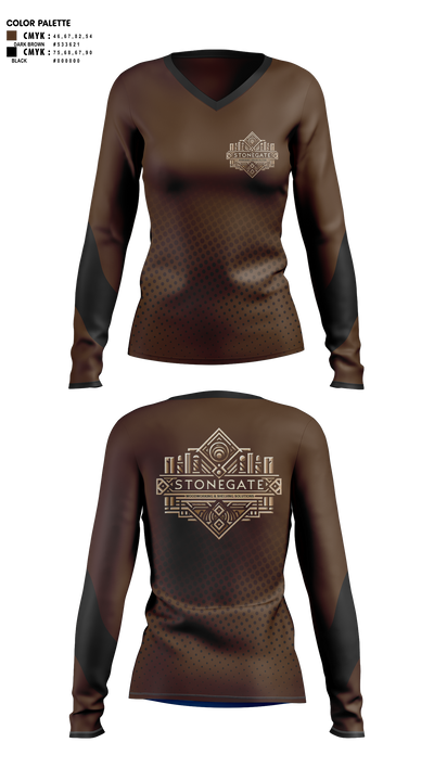 STONEGATE 94014498 Women's Long Sleeve V-neck Shirt -1 2