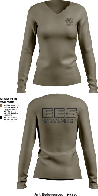 Women's Long Sleeve Vneck Shirt, Emergency Equipment Sales & Service, , Teamtime, Team time, sublimation, custom sports apparel, team uniforms, spirit wear, spiritwear, sports uniforms, custom shirts, team store, custom team store, fundraiser sports, apparel fundraiser