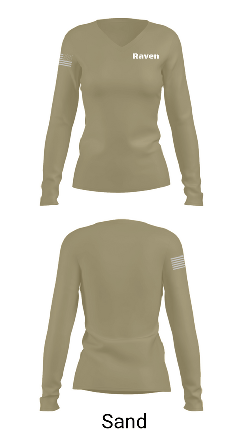 Women's Long Sleeve Vneck Shirt, Raven, Air Force, Teamtime, Team time, sublimation, custom sports apparel, team uniforms, spirit wear, spiritwear, sports uniforms, custom shirts, team store, custom team store, fundraiser sports, apparel fundraiser