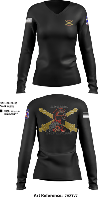 Womens Long Sleeve Vneck Shirt, ALPHA ROCK, Army, Teamtime, Team time, sublimation, custom sports apparel, team uniforms, spirit wear, spiritwear, sports uniforms, custom shirts, team store, custom team store, fundraiser sports, apparel fundraiser
