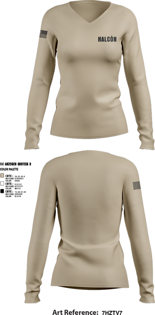 Womens Long Sleeve Vneck Shirt, Halcón, , Teamtime, Team time, sublimation, custom sports apparel, team uniforms, spirit wear, spiritwear, sports uniforms, custom shirts, team store, custom team store, fundraiser sports, apparel fundraiser