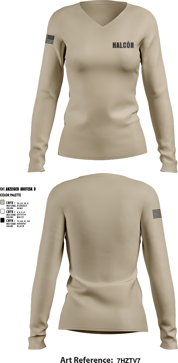 Womens Long Sleeve Vneck Shirt, Halcón, , Teamtime, Team time, sublimation, custom sports apparel, team uniforms, spirit wear, spiritwear, sports uniforms, custom shirts, team store, custom team store, fundraiser sports, apparel fundraiser