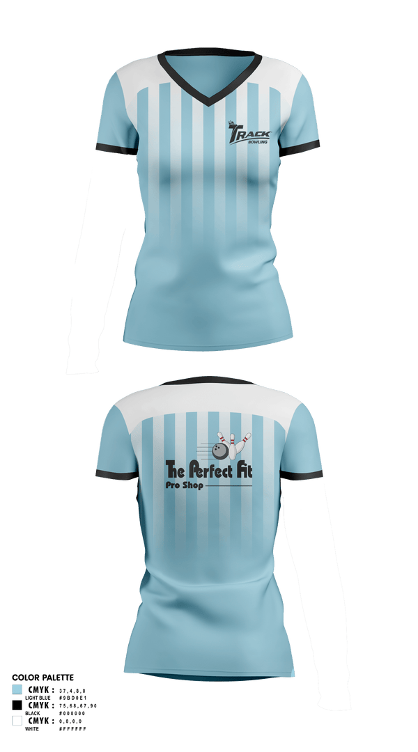 Womens Short Sleeve Vneck Shirt, The Perfect Pro Shop, Bowling, Teamtime, Team time, sublimation, custom sports apparel, team uniforms, spirit wear, spiritwear, sports uniforms, custom shirts, team store, custom team store, fundraiser sports, apparel fundraiser