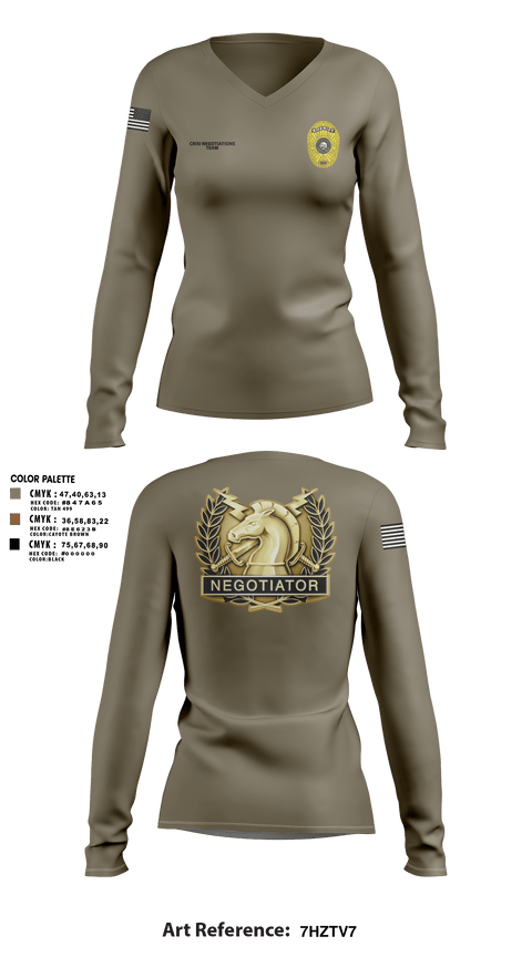 Womens Long Sleeve Vneck Shirt, HCSO CNT, Police, Teamtime, Team time, sublimation, custom sports apparel, team uniforms, spirit wear, spiritwear, sports uniforms, custom shirts, team store, custom team store, fundraiser sports, apparel fundraiser