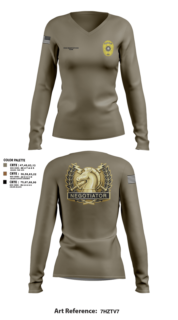 Womens Long Sleeve Vneck Shirt, HCSO CNT, Police, Teamtime, Team time, sublimation, custom sports apparel, team uniforms, spirit wear, spiritwear, sports uniforms, custom shirts, team store, custom team store, fundraiser sports, apparel fundraiser