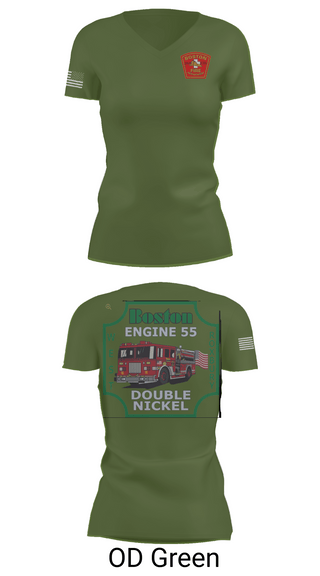 Womens Short Sleeve Vneck Shirt, Boston Fire Department Engine 55, , Teamtime, Team time, sublimation, custom sports apparel, team uniforms, spirit wear, spiritwear, sports uniforms, custom shirts, team store, custom team store, fundraiser sports, apparel fundraiser