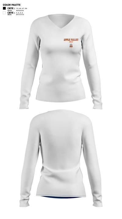 Apple Valley Sun Devils 42610667 Women's Long Sleeve V-neck Shirt - 3