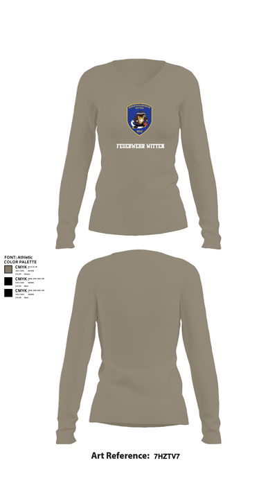 Feuerwehr Witten 55458436 Women's Long Sleeve V-neck Shirt -1 62