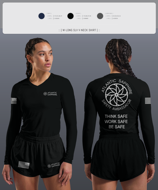 Womens Long Sleeve Vneck Shirt, LinVille, Navy, Teamtime, Team time, sublimation, custom sports apparel, team uniforms, spirit wear, spiritwear, sports uniforms, custom shirts, team store, custom team store, fundraiser sports, apparel fundraiser