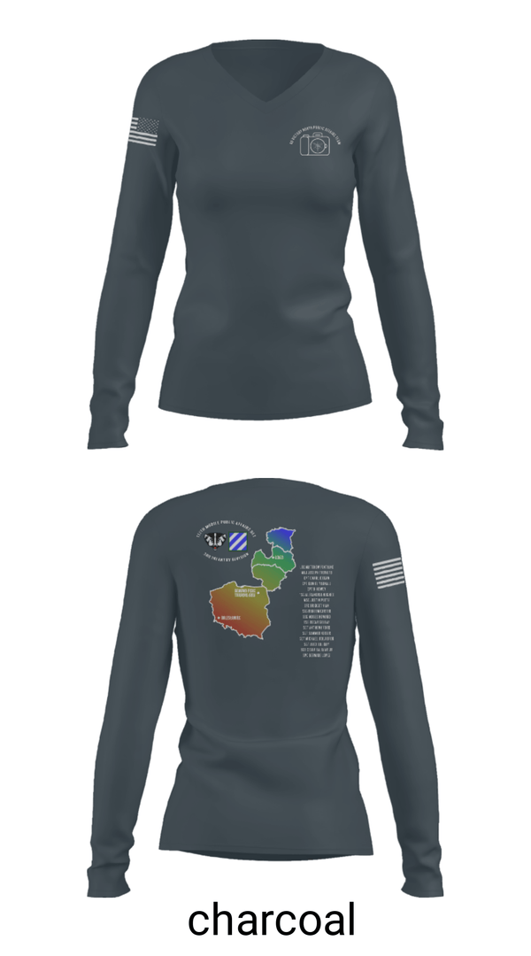 Women's Long Sleeve Vneck Shirt, 112 MPAD, Army, Teamtime, Team time, sublimation, custom sports apparel, team uniforms, spirit wear, spiritwear, sports uniforms, custom shirts, team store, custom team store, fundraiser sports, apparel fundraiser