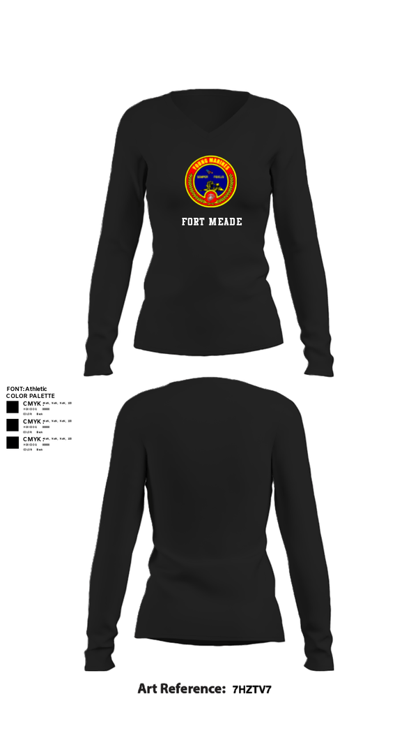 Women's Long Sleeve Vneck Shirt, Fort meade, Marines, Teamtime, Team time, sublimation, custom sports apparel, team uniforms, spirit wear, spiritwear, sports uniforms, custom shirts, team store, custom team store, fundraiser sports, apparel fundraiser