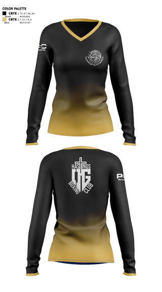 Womens Long Sleeve Vneck Shirt 1, OG HASTINGS BOXING CLUB, , Teamtime, Team time, sublimation, custom sports apparel, team uniforms, spirit wear, spiritwear, sports uniforms, custom shirts, team store, custom team store, fundraiser sports, apparel fundraiser