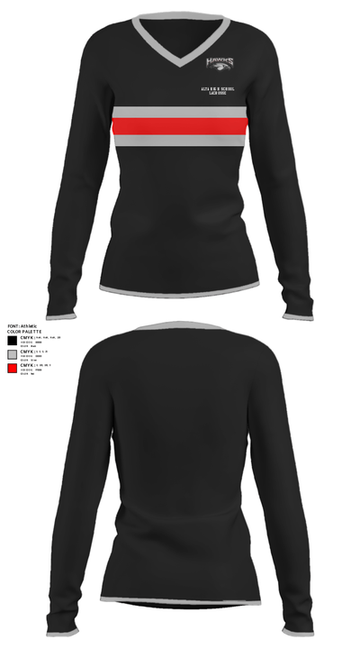 Alta High School Lacrosse 46113086 Women's Long Sleeve V-neck Shirt - 32