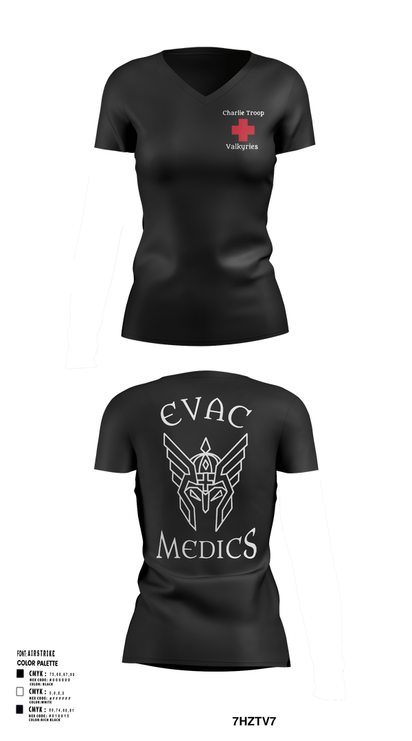 Womens Short Sleeve Vneck Shirt, Evac PLT, RSS, 2CR, , Teamtime, Team time, sublimation, custom sports apparel, team uniforms, spirit wear, spiritwear, sports uniforms, custom shirts, team store, custom team store, fundraiser sports, apparel fundraiser