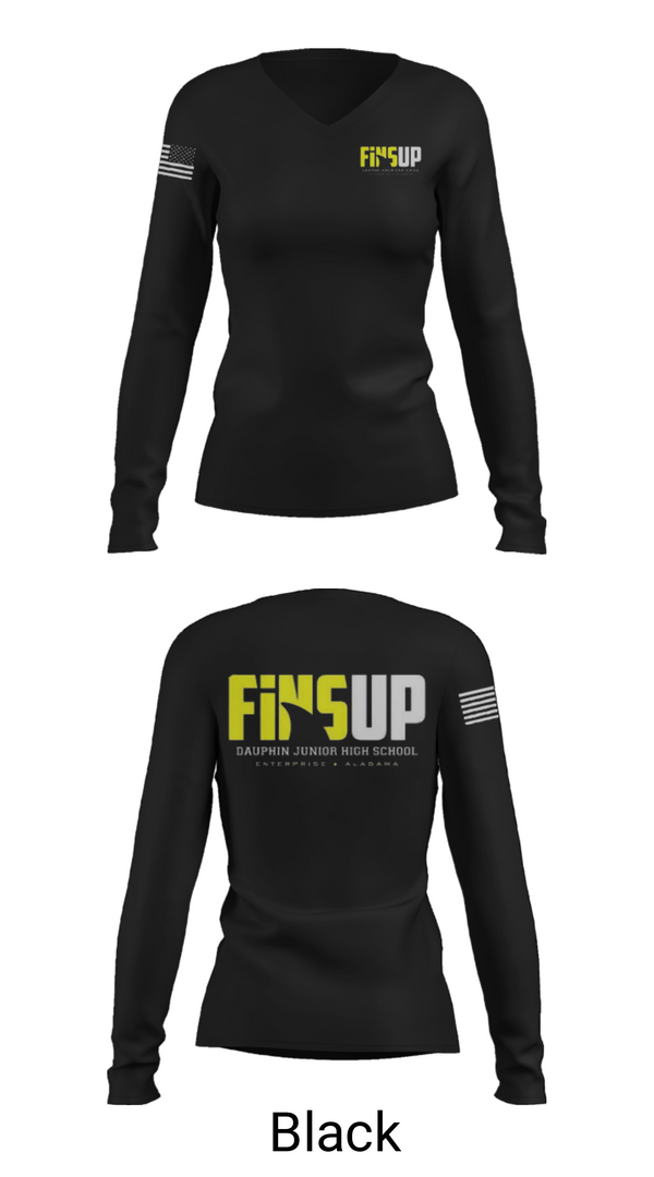 Women's Long Sleeve Vneck Shirt, Dauphin Fins, Football, Teamtime, Team time, sublimation, custom sports apparel, team uniforms, spirit wear, spiritwear, sports uniforms, custom shirts, team store, custom team store, fundraiser sports, apparel fundraiser
