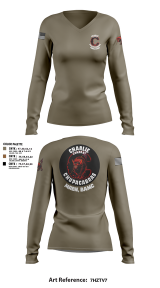 Womens Long Sleeve Vneck Shirt, C Co Chupacabras, Army, Teamtime, Team time, sublimation, custom sports apparel, team uniforms, spirit wear, spiritwear, sports uniforms, custom shirts, team store, custom team store, fundraiser sports, apparel fundraiser