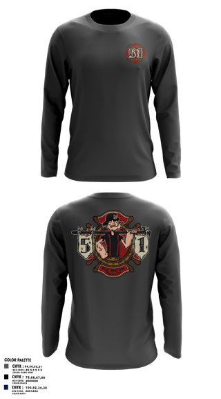 Long Sleeve Performance Shirt, Station 51, Fire Department, Teamtime, Team time, sublimation, custom sports apparel, team uniforms, spirit wear, spiritwear, sports uniforms, custom shirts, team store, custom team store, fundraiser sports, apparel fundraiser