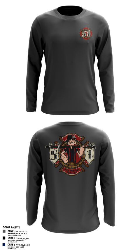 Long Sleeve Performance Shirt, Station 51, Fire Department, Teamtime, Team time, sublimation, custom sports apparel, team uniforms, spirit wear, spiritwear, sports uniforms, custom shirts, team store, custom team store, fundraiser sports, apparel fundraiser