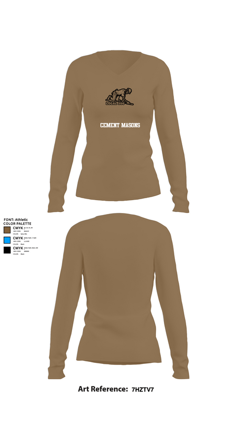 Womens Long Sleeve Vneck Shirt 1, Cement Masons, , Teamtime, Team time, sublimation, custom sports apparel, team uniforms, spirit wear, spiritwear, sports uniforms, custom shirts, team store, custom team store, fundraiser sports, apparel fundraiser