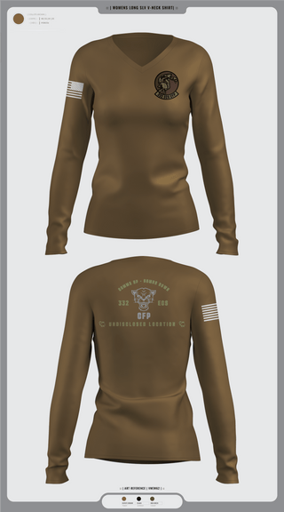 Womens Long Sleeve Vneck Shirt, 332 ECS SCOS, Air Force, Teamtime, Team time, sublimation, custom sports apparel, team uniforms, spirit wear, spiritwear, sports uniforms, custom shirts, team store, custom team store, fundraiser sports, apparel fundraiser