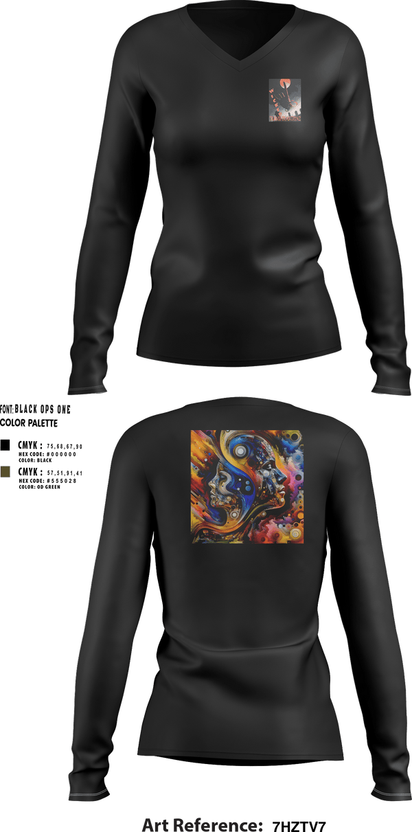 Womens Long Sleeve Vneck Shirt, Wicked Transformationz, , Teamtime, Team time, sublimation, custom sports apparel, team uniforms, spirit wear, spiritwear, sports uniforms, custom shirts, team store, custom team store, fundraiser sports, apparel fundraiser