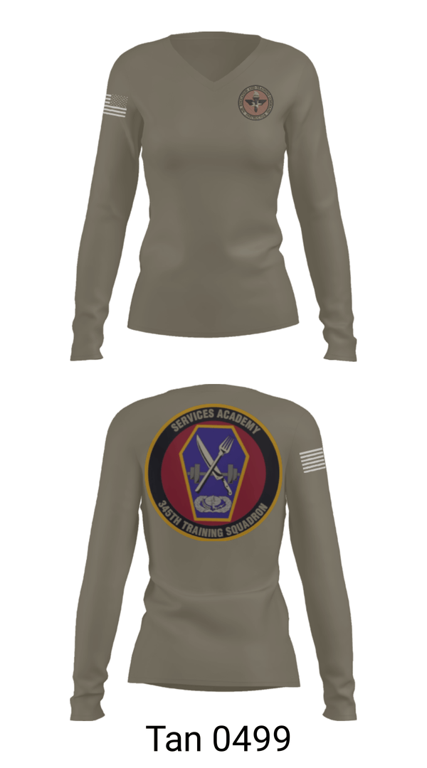 Womens Long Sleeve Vneck Shirt, 345 TRS, Air Force, Teamtime, Team time, sublimation, custom sports apparel, team uniforms, spirit wear, spiritwear, sports uniforms, custom shirts, team store, custom team store, fundraiser sports, apparel fundraiser