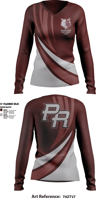 Prairie Ridge High School Dance 12250587 Women's Long Sleeve V-neck Shirt - 1