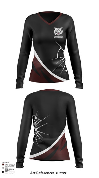 Womens Long Sleeve Vneck Shirt, Logan-Rogersville Wildcats, Spirit Store, Teamtime, Team time, sublimation, custom sports apparel, team uniforms, spirit wear, spiritwear, sports uniforms, custom shirts, team store, custom team store, fundraiser sports, apparel fundraiser