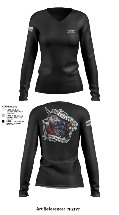 CHC NARWHAL 89056143 Women's Long Sleeve V-neck Shirt - 3