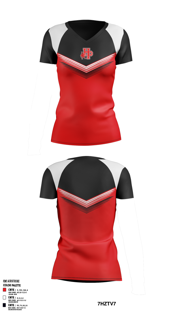 Womens Short Sleeve Vneck Shirt, Highland Park Senior High School Gymnastics, Spirit Store, Teamtime, Team time, sublimation, custom sports apparel, team uniforms, spirit wear, spiritwear, sports uniforms, custom shirts, team store, custom team store, fundraiser sports, apparel fundraiser